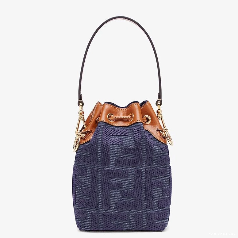 Cheap Canvas Mini FF Blue In Tresor Fendi Bag Motif Mon Bucket 0707